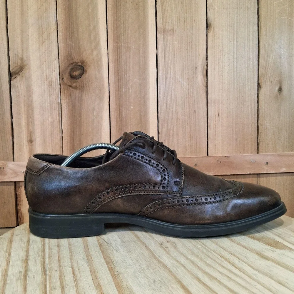 ECCO Melbourne Wingtip‎ Oxford Shoes Mens 11 45 EU Brown Leather Brogue Derby